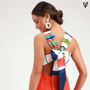 Stunning red orange multi stripe tie-back mini